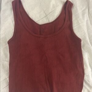Brandy Melville Women's Ribbed Tank Top - Burgundy